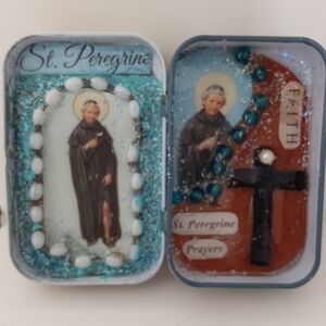 Religious Prayer Shrine, St. Peregrine Travel Pocket Shrine, Personal Prayer Box